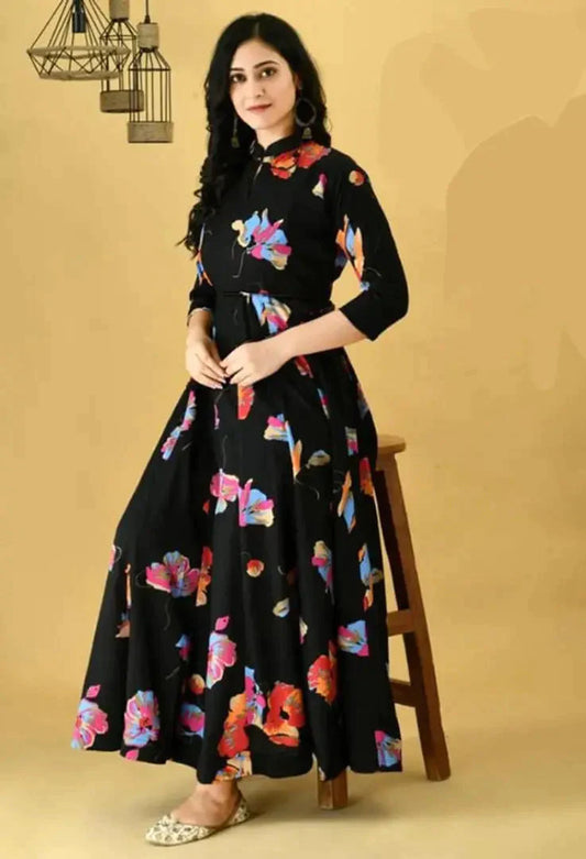 Beautiful Crepe Stitched Ethnic Gown for Women simsim