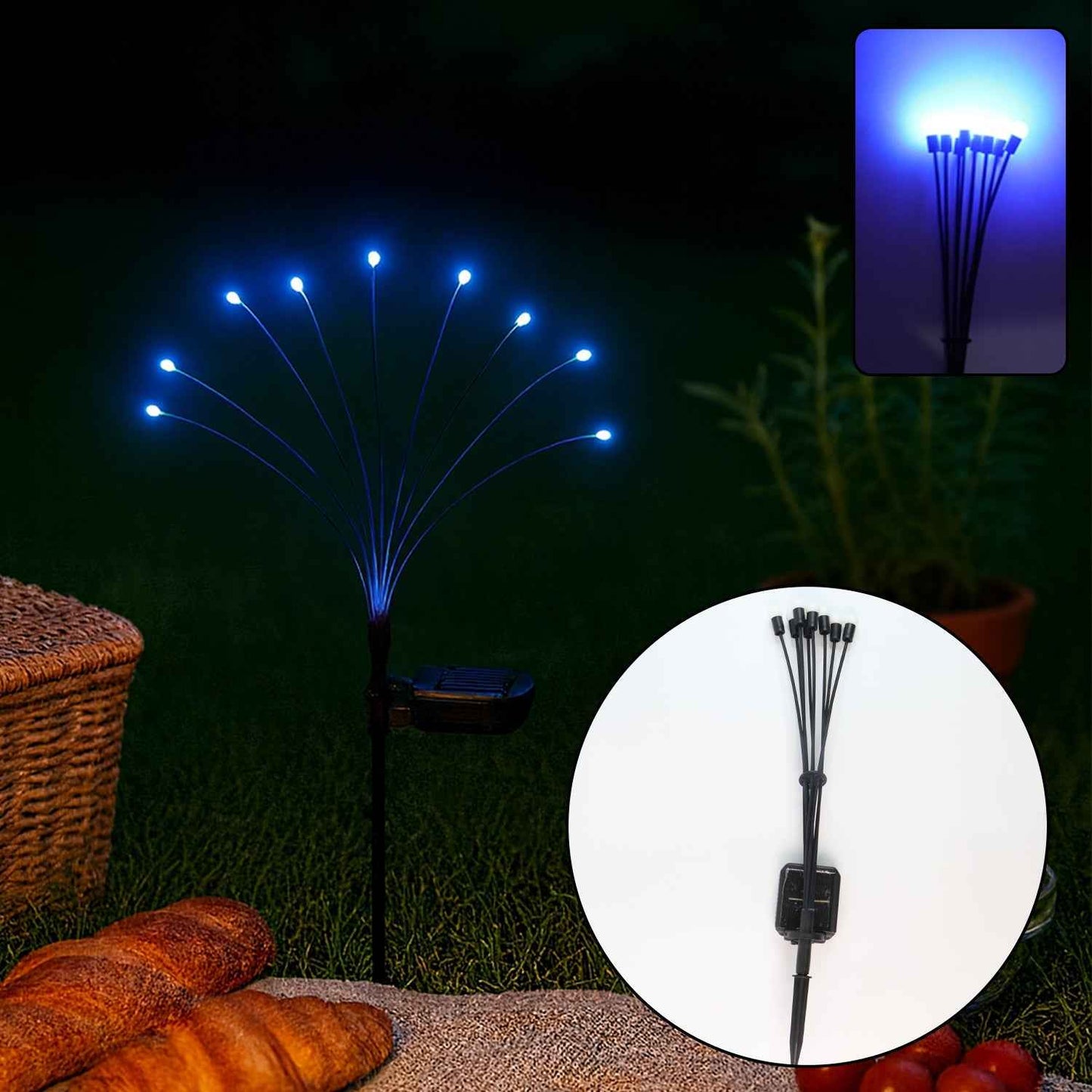 Solar LED Fiber Optic Garden Light - (1 Pc / Mix LED LIght)