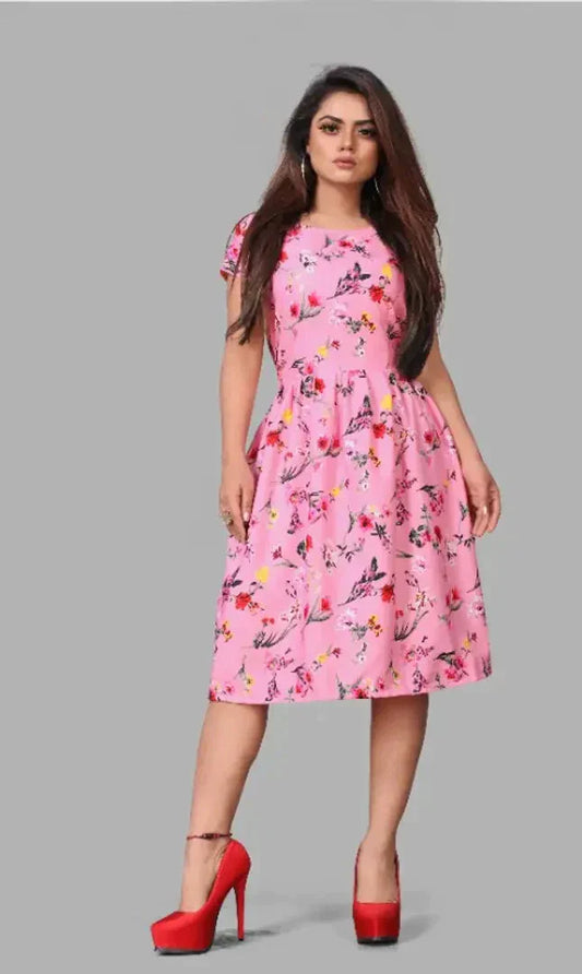 Classic Crepe Fit and Flare Dress For Women simsim