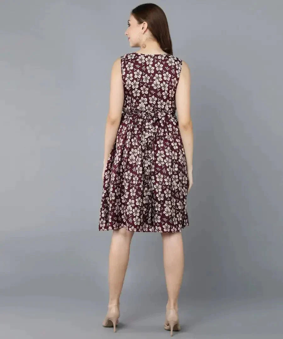 Classic Crepe Printed Dresses for Women simsim