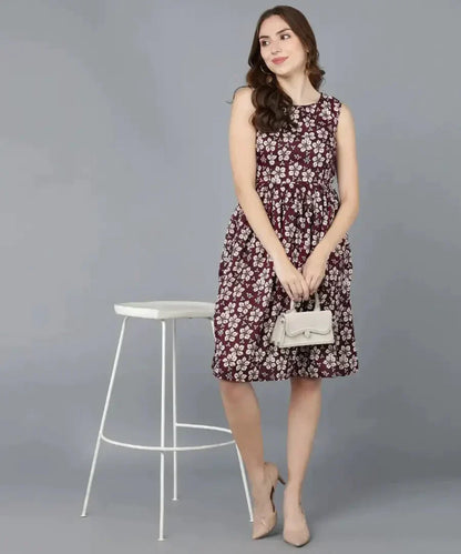 Classic Crepe Printed Dresses for Women simsim