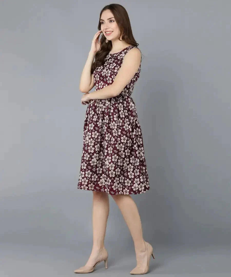 Classic Crepe Printed Dresses for Women simsim