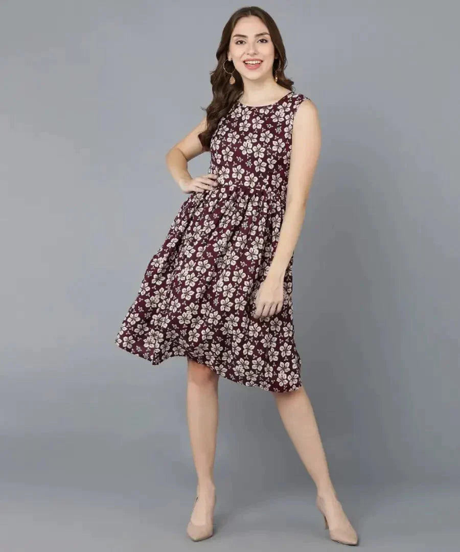 Classic Crepe Printed Dresses for Women simsim