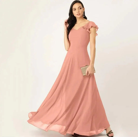 Classic Georgette Solid Gowns for Women simsim