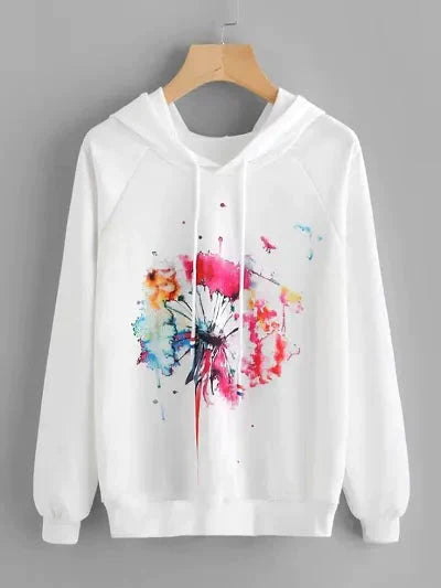 Classic Lycra Blended Printed Hoodie Sweatshirts for Women 