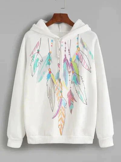 Classic Lycra Blended Printed Hoodie Sweatshirts for Women 