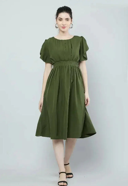 Classic Polyester Solid Dresses for Women simsim