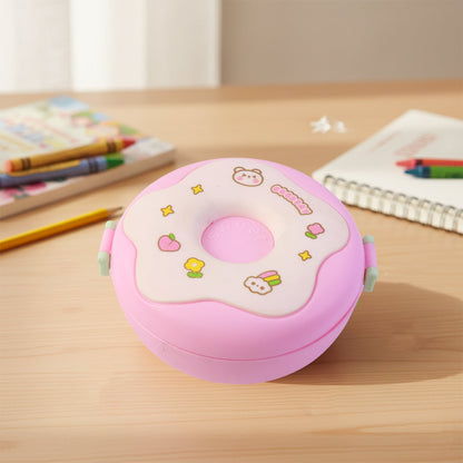 Donut Shaped Double Insulated 3 Compartment Lunch Box (1 Pc / Mix Color)