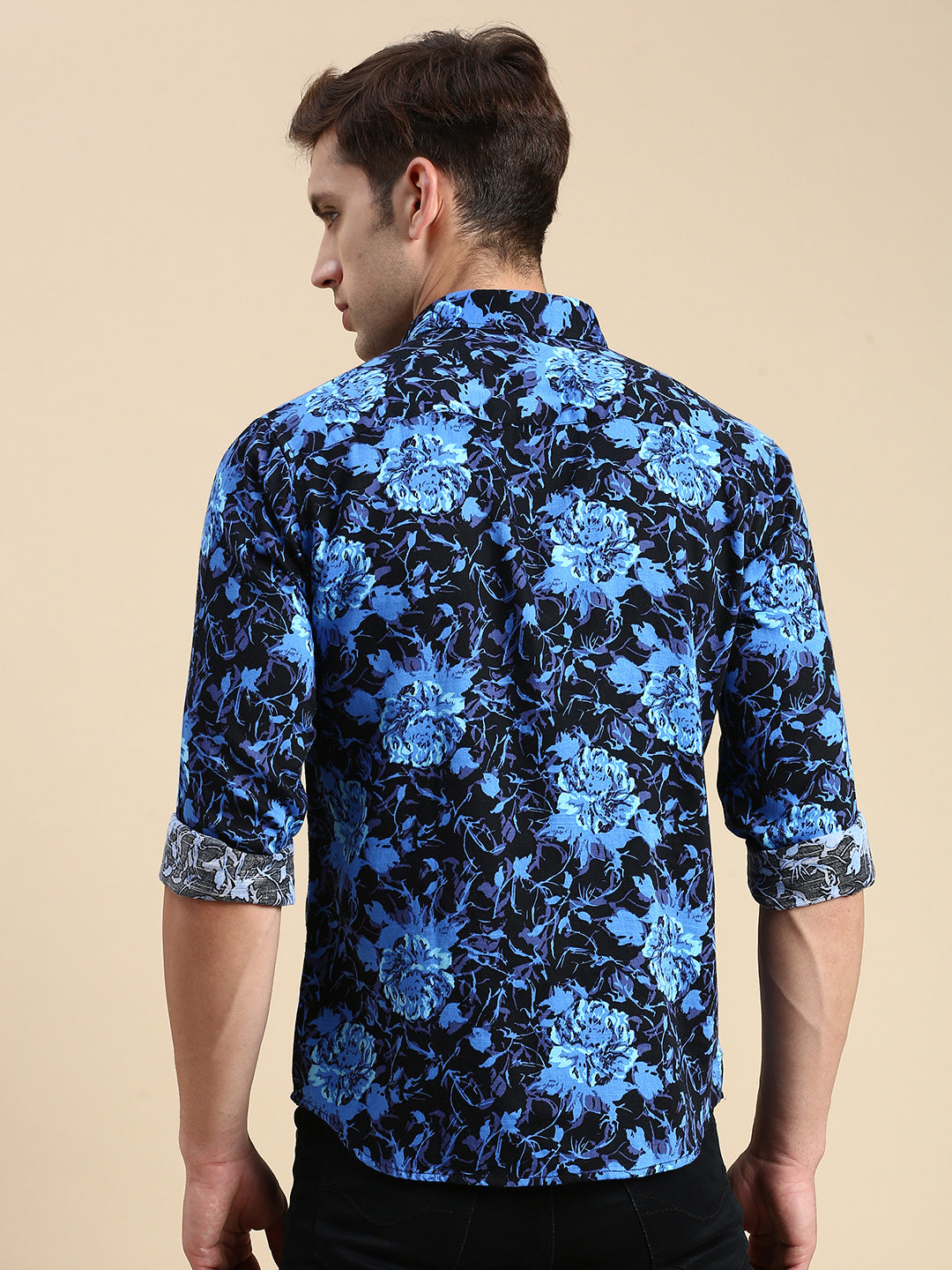 Men Blue Printed Casual Shirt