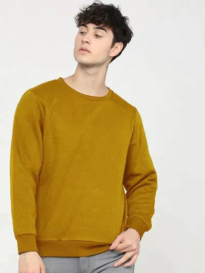 Elegant Black Cotton Blend Solid Sweatshirts For Men 