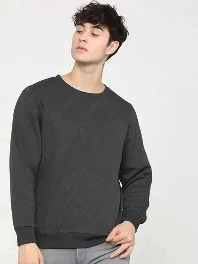 Elegant Black Cotton Blend Solid Sweatshirts For Men 