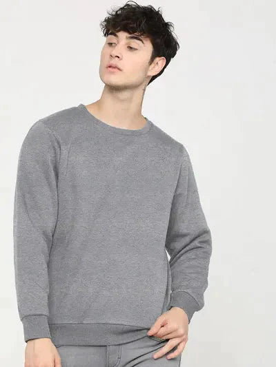 Elegant Black Cotton Blend Solid Sweatshirts For Men 