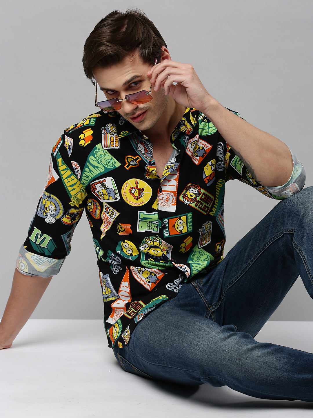 Men Black Printed Casual Shirt