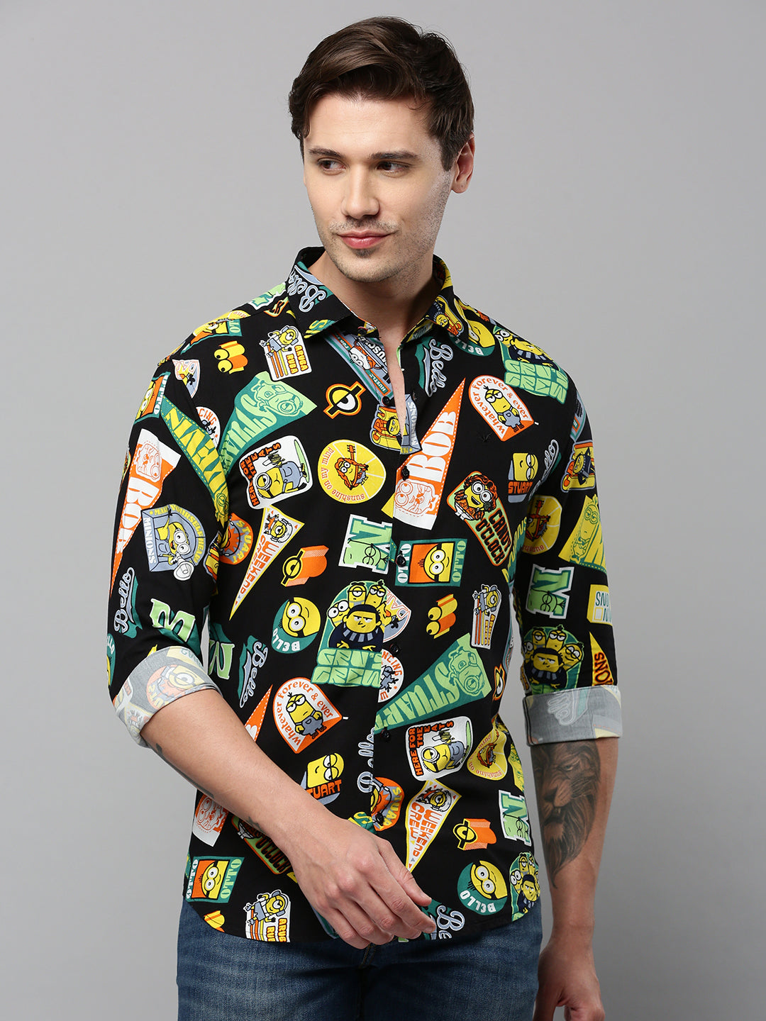 Men Black Printed Casual Shirt