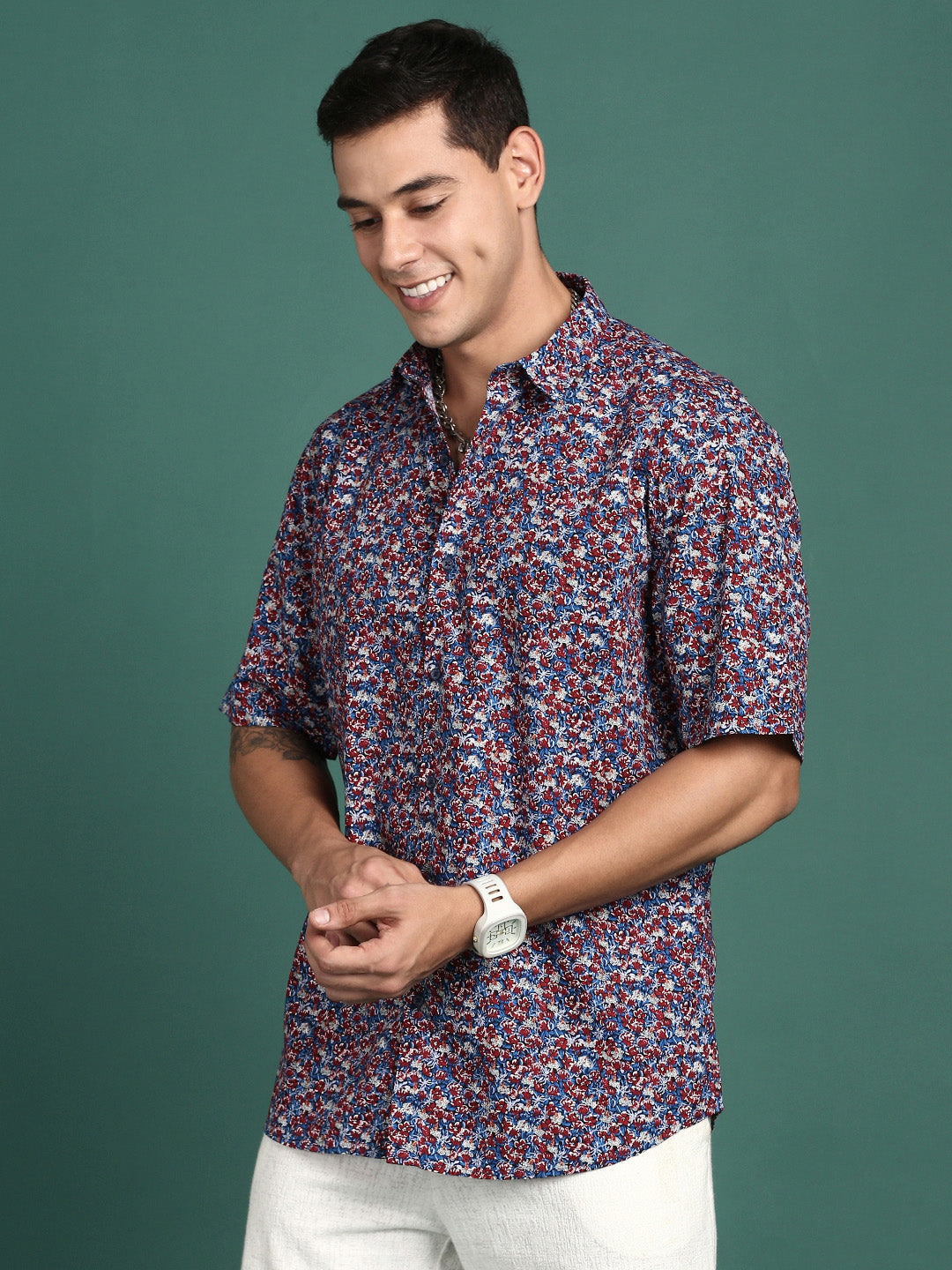 Men Floral Multi Slim Fit Shirt