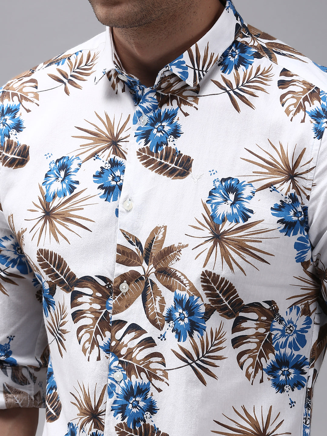 Men White Printed Casual Shirt