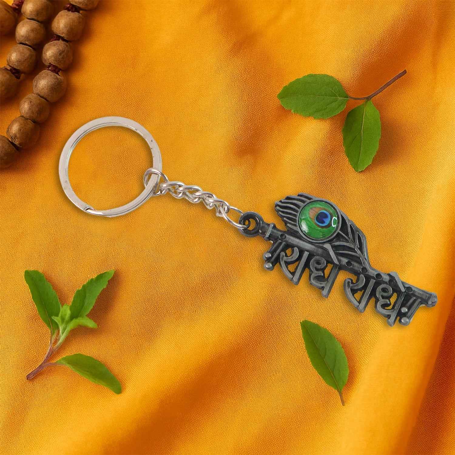 Stylish Radha Krishna “Radhe Radhe” Metal Keychain (1 Pc)