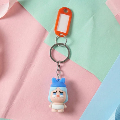 Cute Cartoon Baby Character Keychain with Label Tag Holder (1 Pc)
