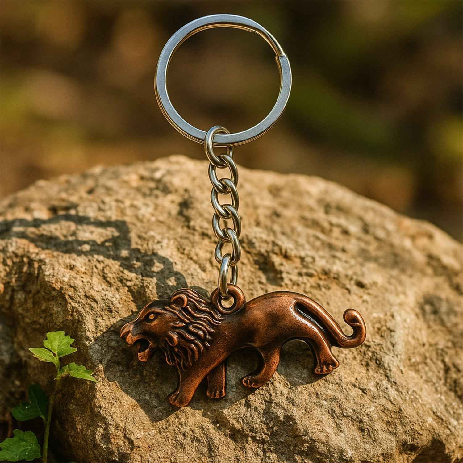 Elegant Walking Lion Metal Keychain (1 Pc)