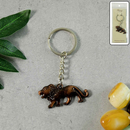 Elegant Walking Lion Metal Keychain (1 Pc)