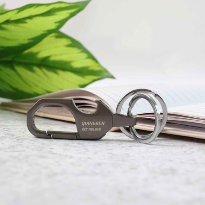 Premium Metal Keychain Carabiner Clip Hook with Dual Key Rings (1 Pc)