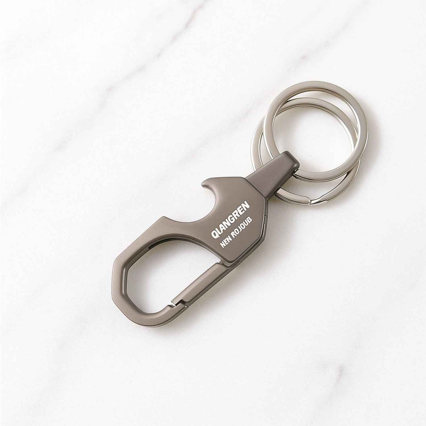 Premium Metal Keychain Carabiner Clip Hook with Dual Key Rings (1 Pc)