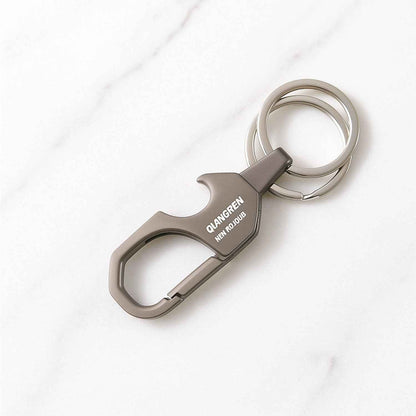 Premium Metal Keychain Carabiner Clip Hook with Dual Key Rings (1 Pc)