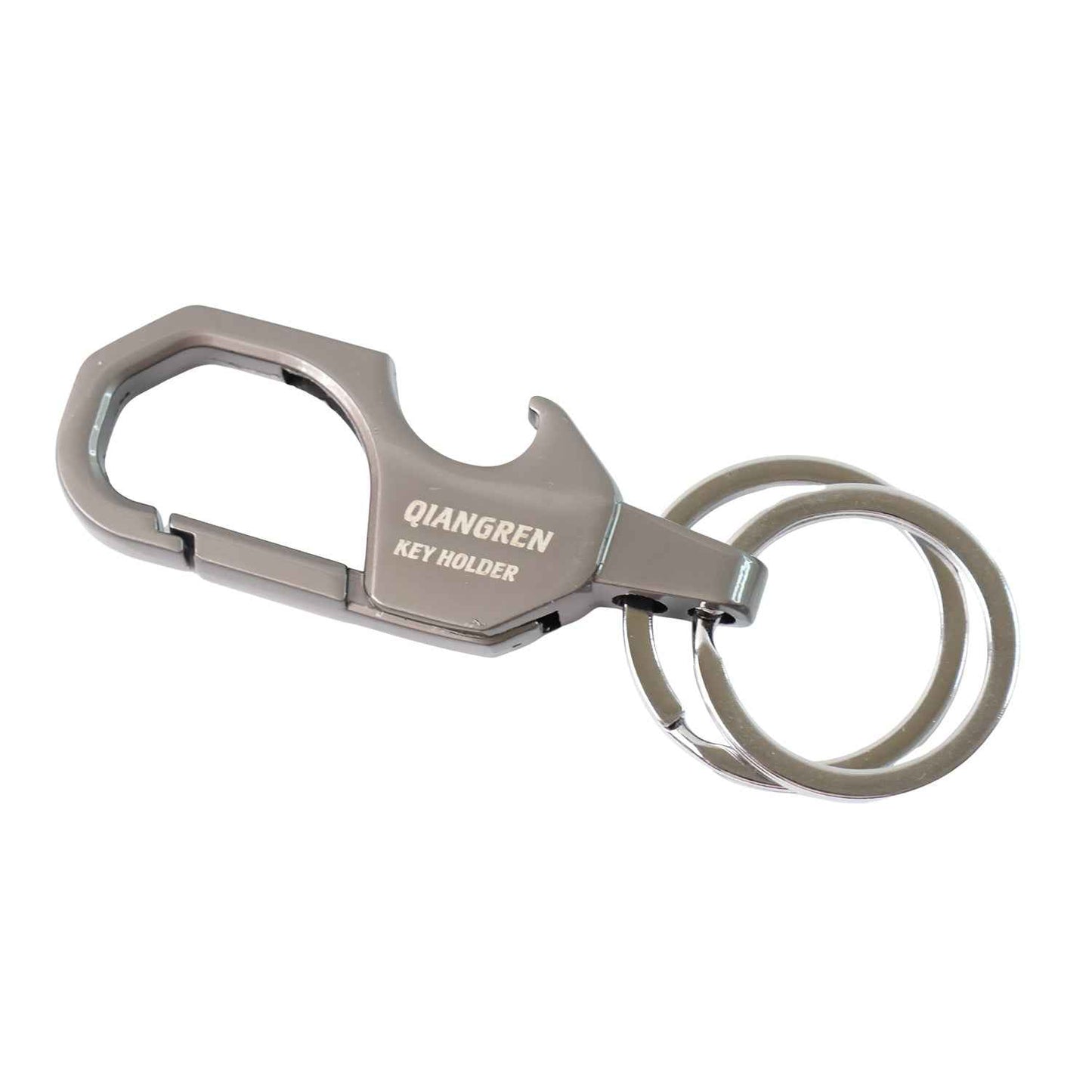 Premium Metal Keychain Carabiner Clip Hook with Dual Key Rings (1 Pc)