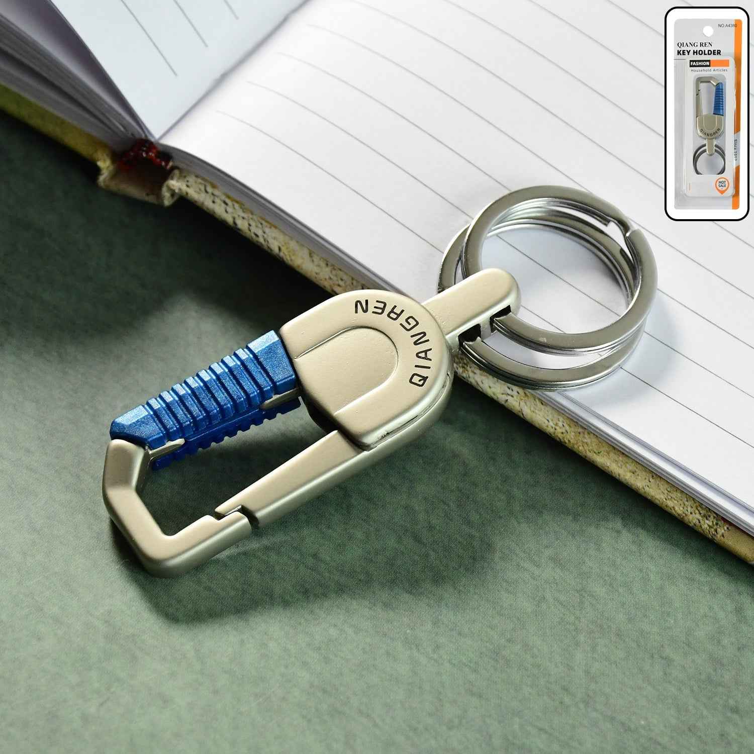 Premium Metal Keychain Carabiner Clip Hook with Dual Key Rings (1 Pc)