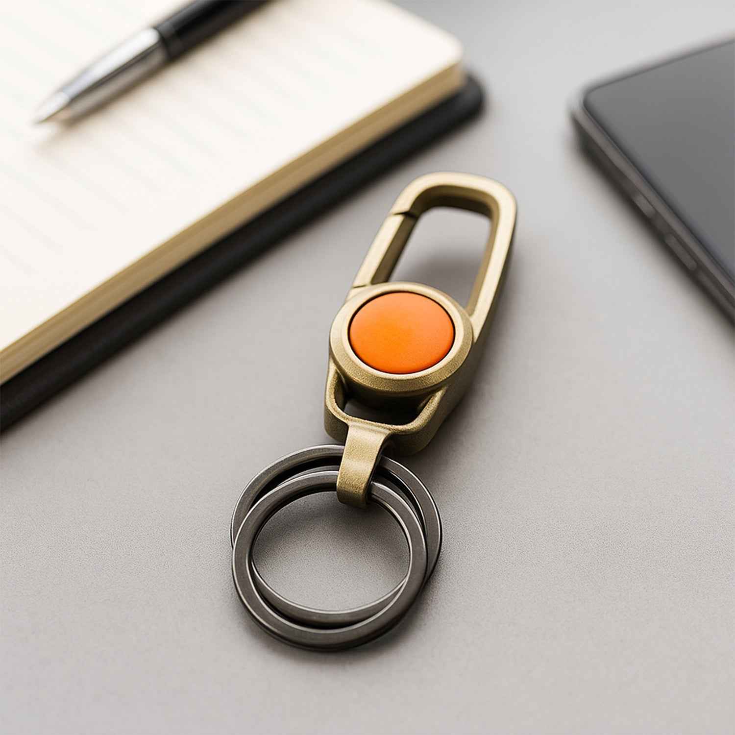 Premium Metal Keychain Carabiner Clip Hook with Dual Key Rings (1 Pc)