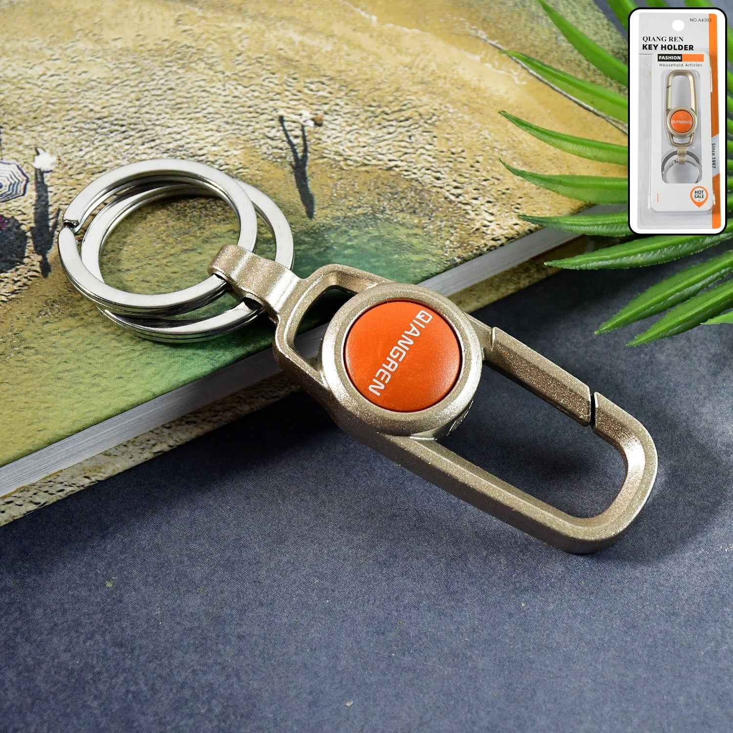 Premium Metal Keychain Carabiner Clip Hook with Dual Key Rings (1 Pc)