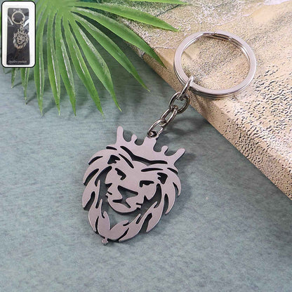 Stylish Metal Lion Head Keychain (1 Pc)
