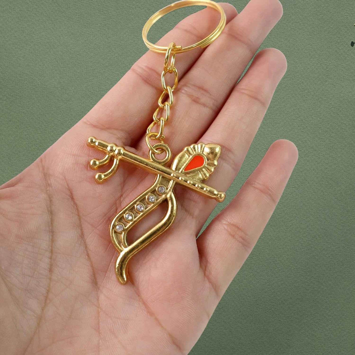 Flute and Peacock Feather Krishna Design Keychain (1 Pc)