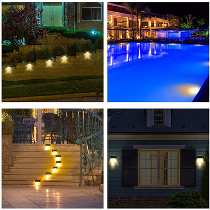 4-Piece Solar Waterproof Garden, Stair & Railing Lights