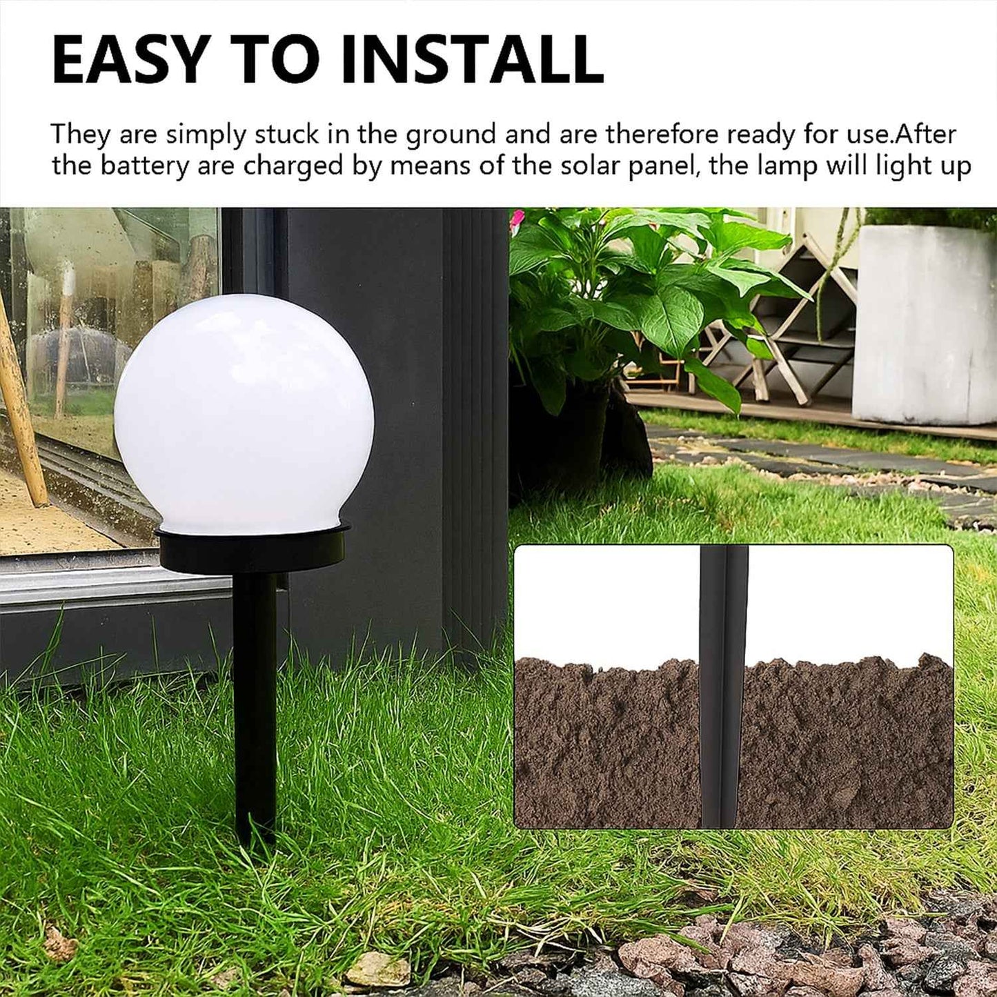 Solar-Powered LED Garden Globe Pathway Light (1 Pc)
