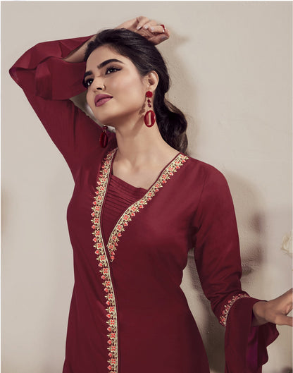 Maroon Embroidered Top 