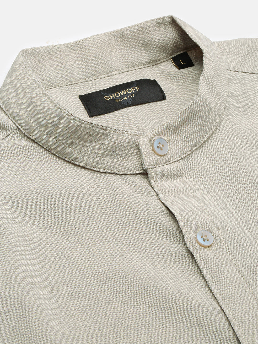 Men Beige Solid Slim Fit Shirt