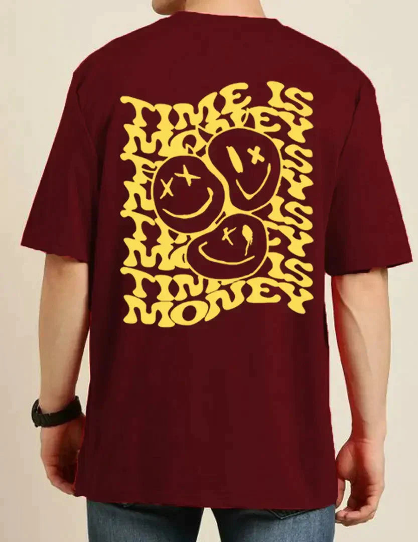 Men Maroon Oversized Printed T-shirt simsim