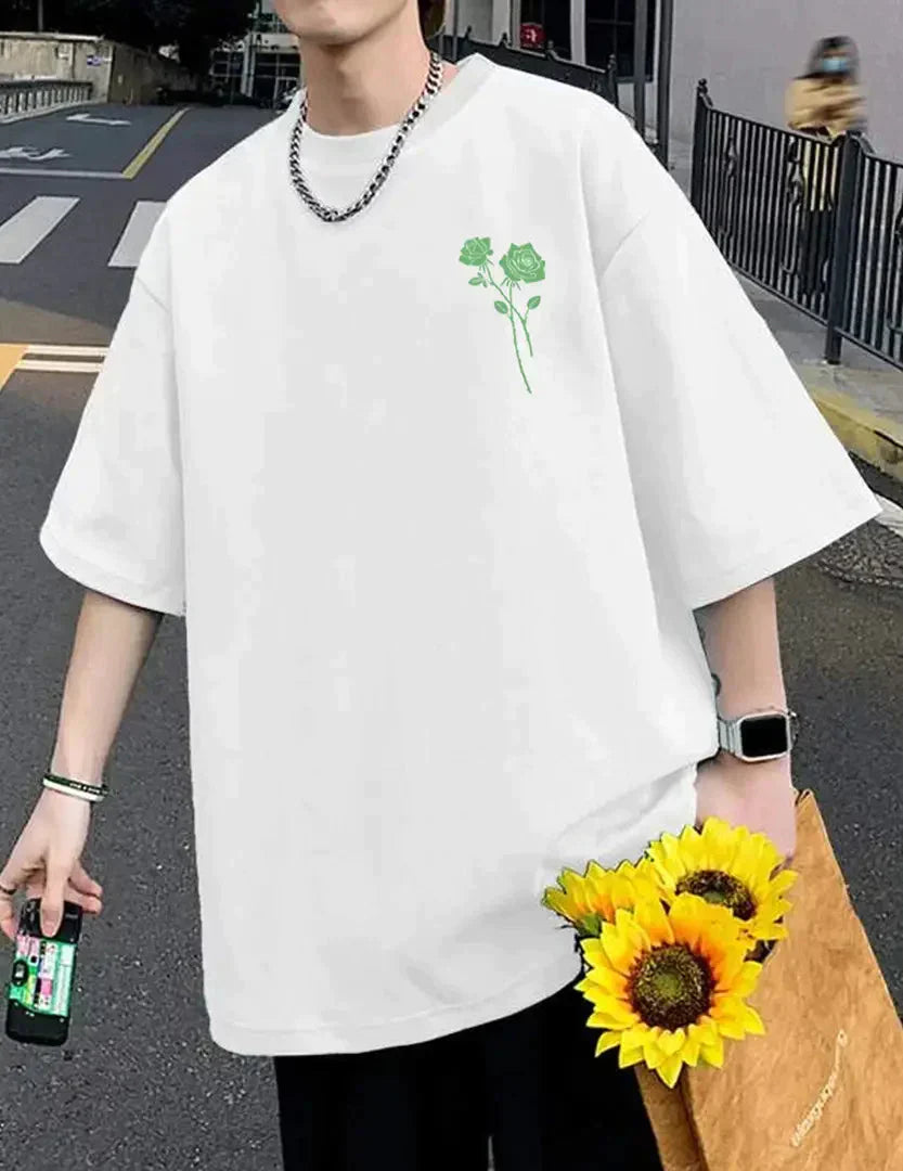 Men White Oversized Printed T-shirt simsim