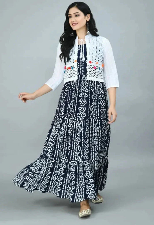 New Arrival Bandhni Printed Koti Kurta Gown For Weddingwear Partywear Festivalwear Regular Dailywear Goun For Ladies simsim