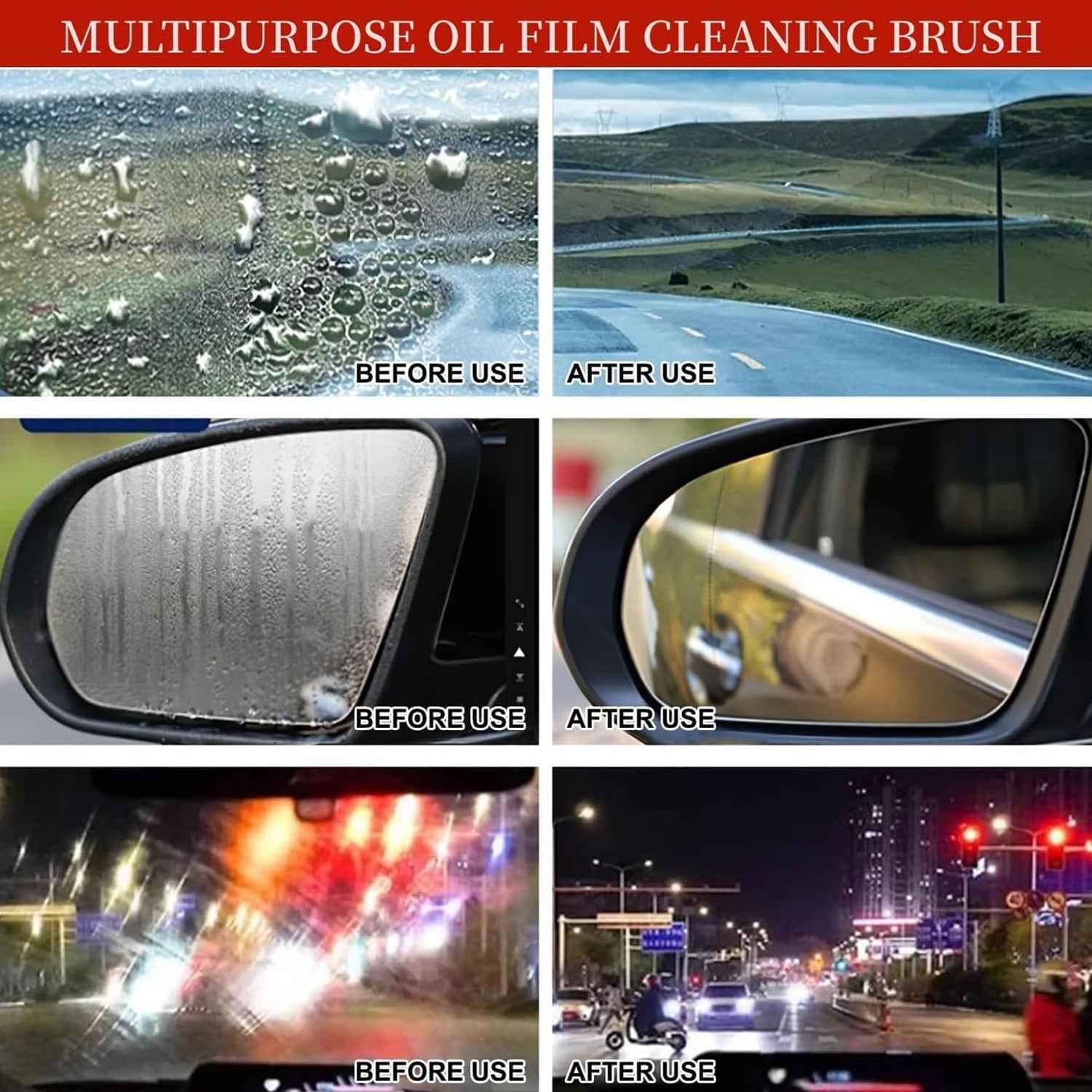 2-in-1 Car Oil Film Cleaning Brush