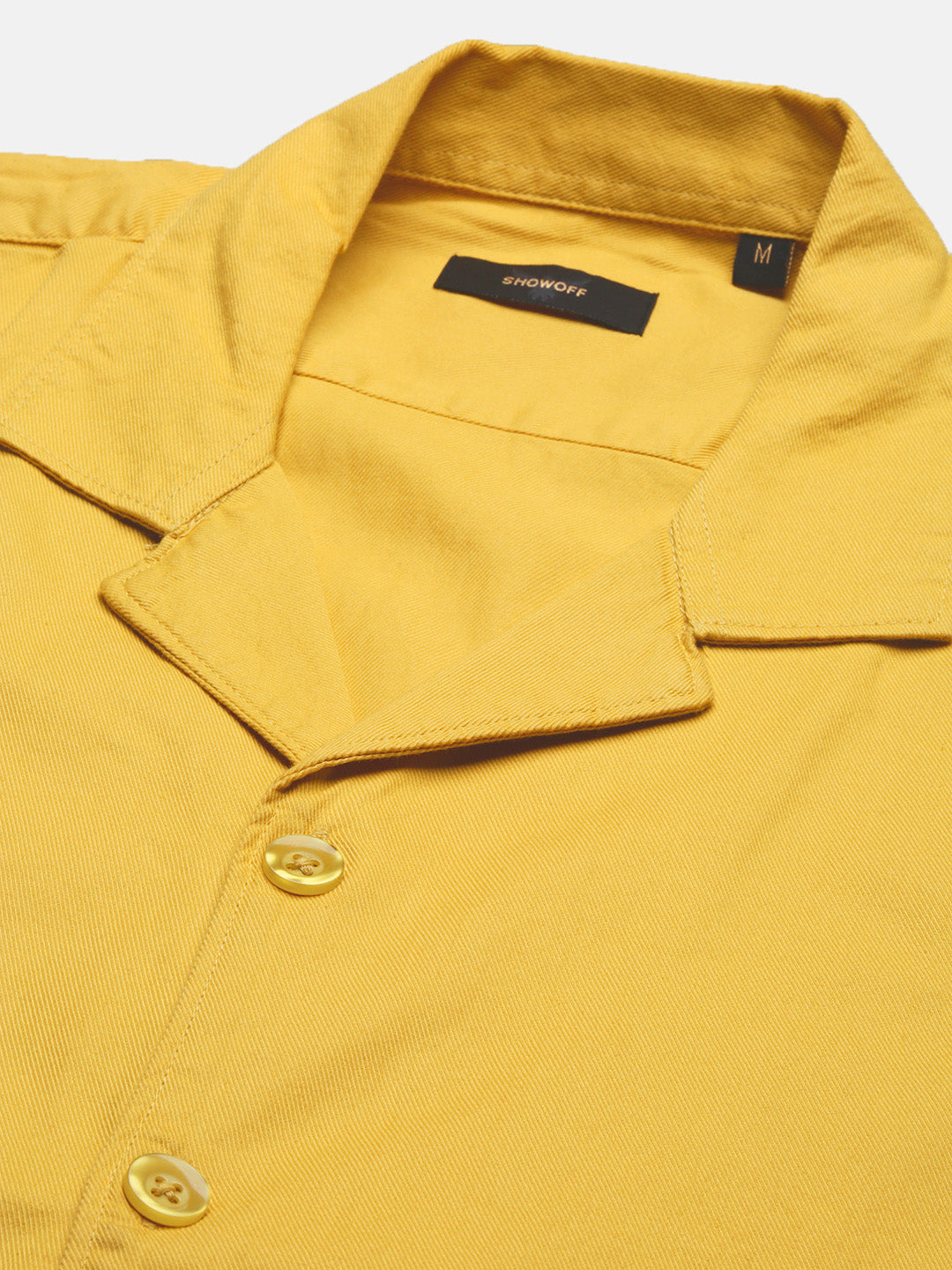 Men Yellow Solid Cuban Collar Shirt