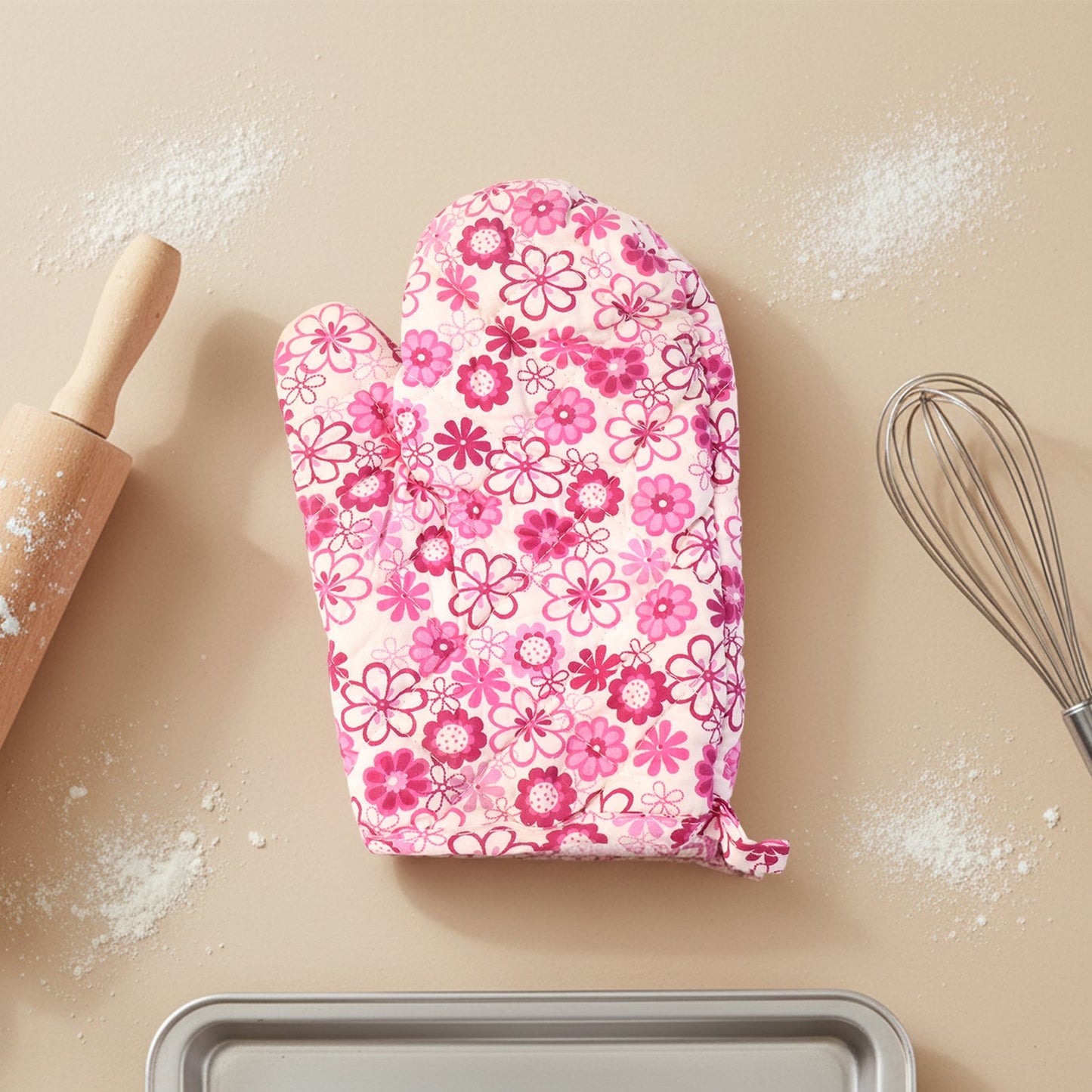 Designer Multicoloured Oven Mitt and Pot Holder (24 Cm)