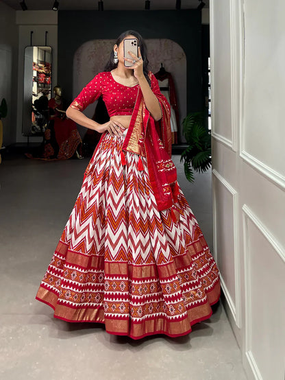 MULTI COLOR DOLA SILK DIGITAL PRINTED LEHENGA CHOLI