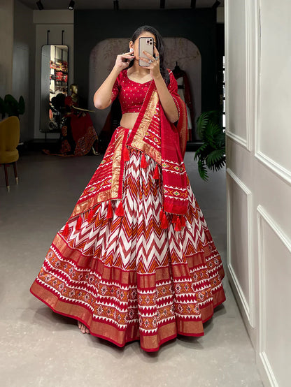 MULTI COLOR DOLA SILK DIGITAL PRINTED LEHENGA CHOLI