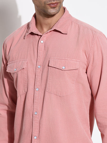 Men Pink Solid Slim Fit Shirt