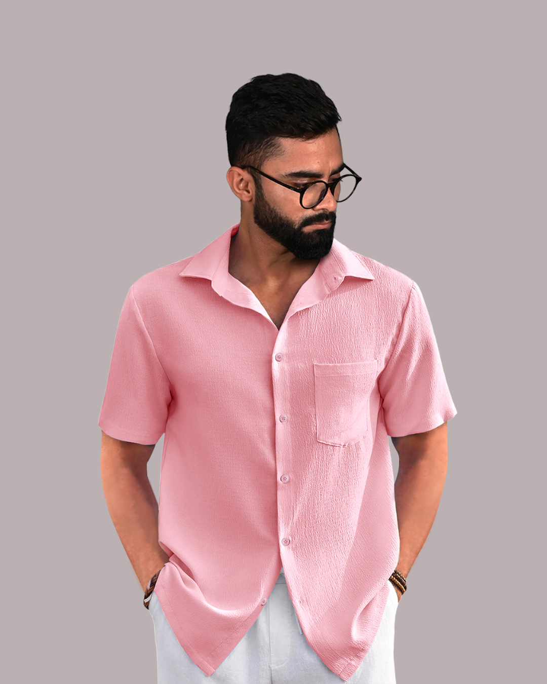 Gentle Pink Textured Shirt 