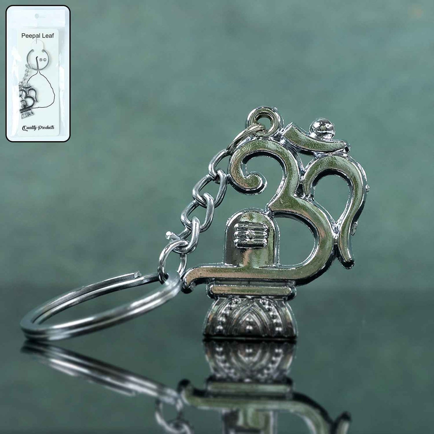 Om with Shivling Metal Keychain (1 Pc)