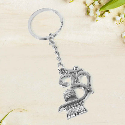 Om with Shivling Metal Keychain (1 Pc)