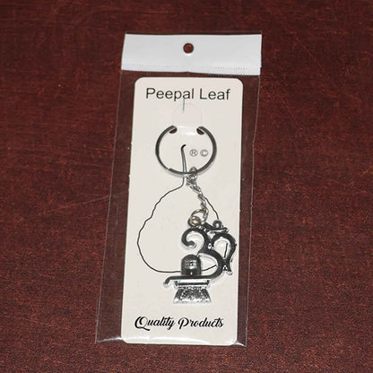 Om with Shivling Metal Keychain (1 Pc)